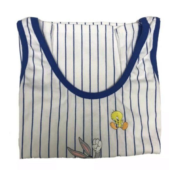 Looney Tunes Cartoon Tank Top Blue Stripe Shirt - Picture 5 of 5